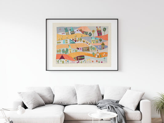 "Dorf in der Morgenröte"-Kunstdruck